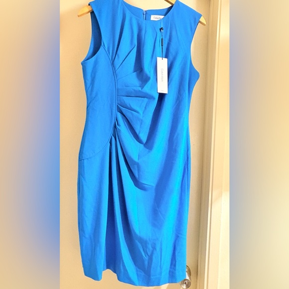 Calvin Klein Asymmetrical Dress in Bright Blue - Picture 5 of 5